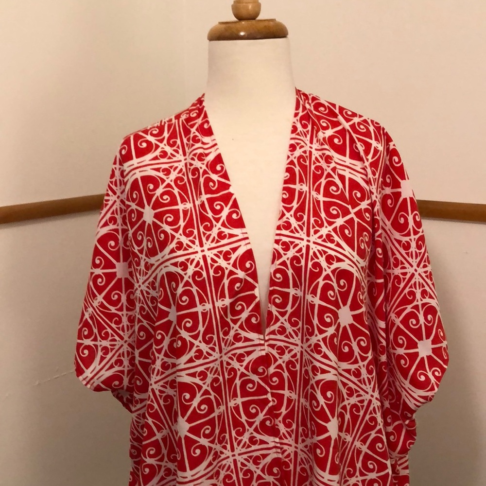 Chris & Carol Red and White Lightweight Coverup